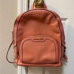 Michael Kors Coral-Peach Pebbled Leather Mini Backpack